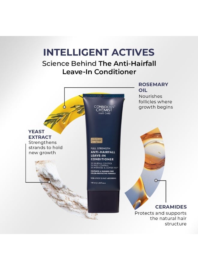 كيميائي واعي بلسم كونشيس كيميست® كامل القوة مضاد لتساقط الشعر يُترك على الشعر | مع زيت إكليل الجبل والسيراميدات | ترطيب عميق، يقوي الشعر ويقلل من التجعد | تقنية ستراندبوست™️ | مناسب للنساء والرجال | 100 مل - Image 2